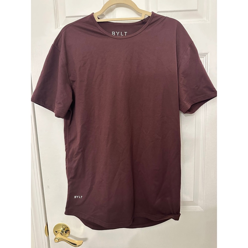 BYLT Premium Basics Signature Drop Cut Shirt Mens Large Burgundy Maroon Tee